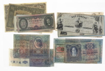 Hungary - Small box banknotes Hungary including 1,2 + 5 Forint 1852 (6), 500 + 1000 Korona 1920 + some Austria-Hungarian 10, 20 + 100 Korona 1912-1915...