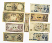 Japan - Small box banknotes Japan including 10.000 yen 1958 (P. 94b), etc. - Total 9 pcs.