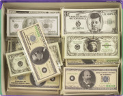 World - Box with 2000 fantasy notes USA in bundles 50/100 including Kennedy, etc.