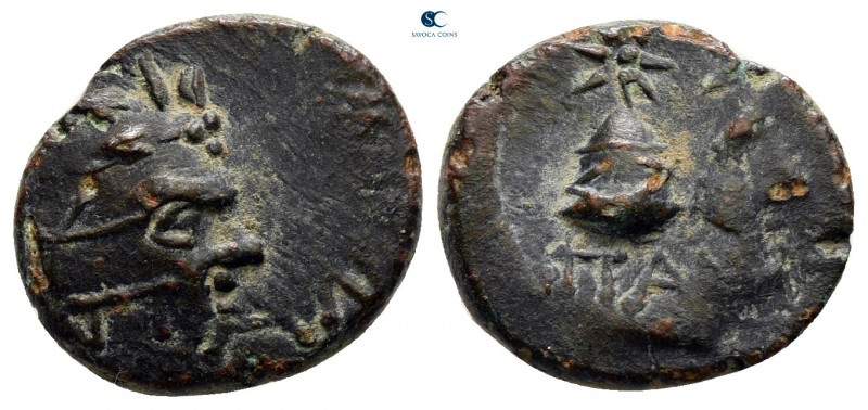 Cimmerian Bosporos. Pantikapaion circa 150-120 BC. 
Bronze Æ

15 mm, 1,97 g
...