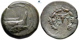Mysia. Kyzikos circa 300-200 BC. Overstruck on an earlier issue from Kyzikos (SNG Paris 436). Bronze Æ