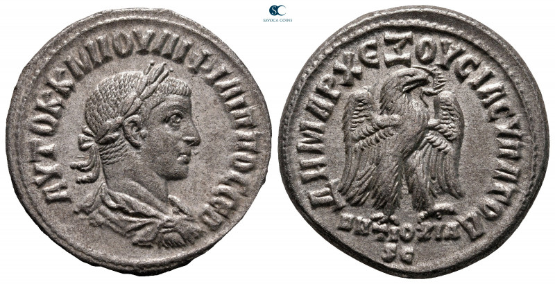 Seleucis and Pieria. Antioch. Philip II AD 247-249. 
Billon-Tetradrachm

27 m...