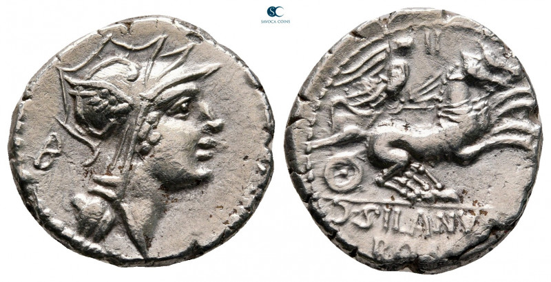 D. Silanus L. f 91 BC. Rome
Denarius AR

18 mm, 3,65 g



very fine