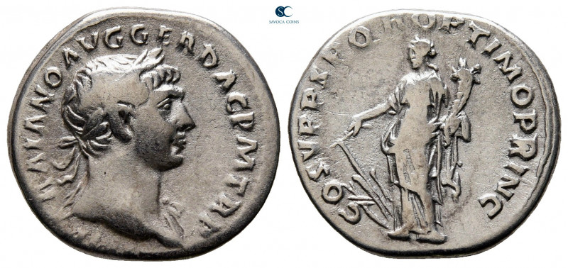 Trajan AD 98-117. Rome
Denarius AR

19 mm, 3,46 g



very fine
