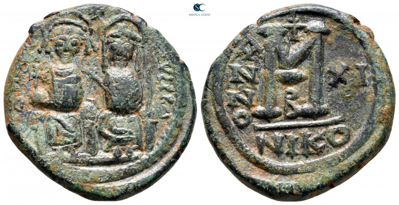 Justin II and Sophia AD 565-578. Nikomedia
Follis or 40 Nummi Æ

19 mm, 3,21 ...