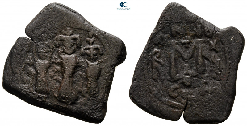 Heraclius, with Martina and Heraclius Constantine AD 610-641. Constantinople
Fo...