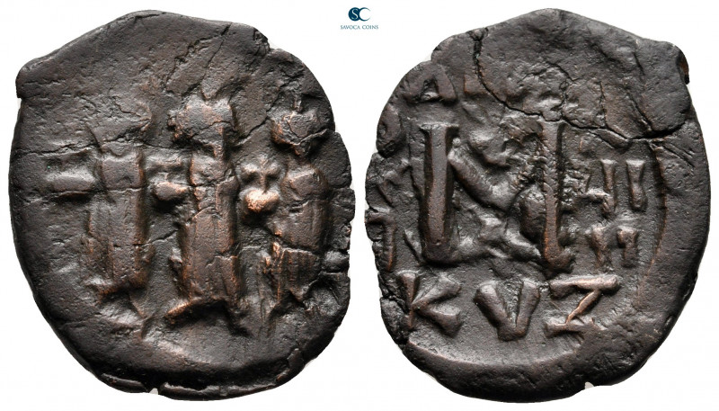 Heraclius, with Martina and Heraclius Constantine AD 610-641. Constantinople
Fo...