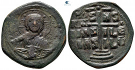 Basil II Bulgaroktonos, with Constantine VIII AD 976-1025. Constantinople. Anonymous Follis Æ