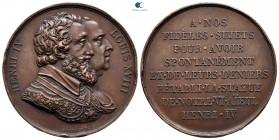 France. Henri IV and Louis XVIII.  AD 1814-1824. Medal CU