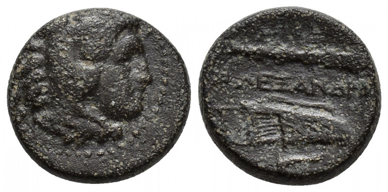 Alexander III (336-323) AE 5.7gr, 17.2mm. Obv. Head of Heracles right, wearing l...