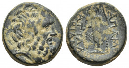 Phrygia, Apameia. Civic issue c.133-48 BC. Magistrates Attalus and Bionor. AE 7.8g, 19.4mm. Obv: laureate head of Zeus right. Rev: AΠAME ATTAΛ BIAN, C...