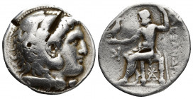 Alexander III 'the Great' (336-323 BC). AR Tetradrachm 16.9gr, 26mm. Pella mint. Obv: Head of Herakles right, wearing lion skin. Rev: AΛEΞANΔPOY. Zeus...