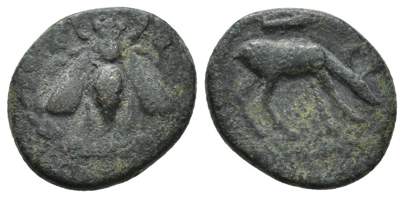 Ionia, Ephesos Æ 15.3mm, 3.2gr. Circa 190-150 BC. Obv: Bee; E-Φ across upper fie...