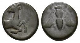 Ionia, Ephesus. 12.1mm, 1.6gr. Obv: Bee, E-Φ to left and right. Rev: Stag recumbent r, head l.