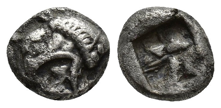 Ionia, Phokaia AR Obol. Circa 521-478 BC. 1.6g 9mm Head of griffin left / Incuse...