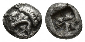 Ionia, Phokaia AR Obol. Circa 521-478 BC. 1.6g 9mm Head of griffin left / Incuse square