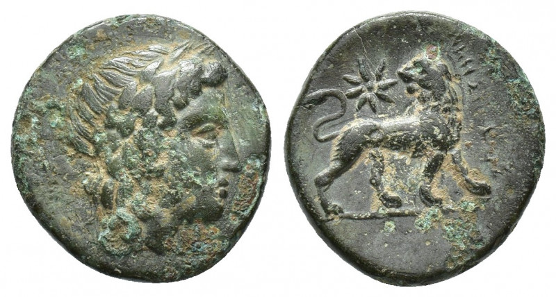 Ionia, Miletos, c. 350-325 BC. Æ 16mm, 3.2g. Laureate head of Apollo r. R/ Lion ...