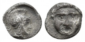 PISIDIA, Selge. Circa 350-300 BC. AR Obol 9.7mm, 0.9gr. Gorgoneion with protruding tongue./ Helmeted head of Athena right.