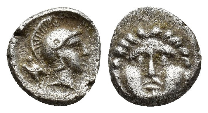 Pisidia, Selge, Obol, 1gr, 10.1mm. 350-300 BC Obverse: facing gorgoneion Reverse...
