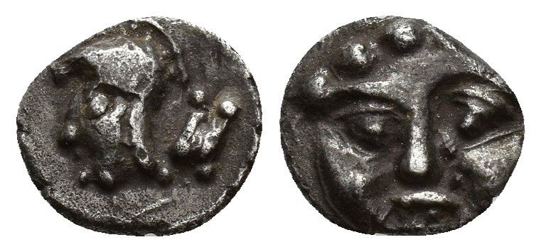 Pisidia, Selge AR Obol. Circa 350-300 BC. 0.9g. 9.1 mm Facing gorgoneion with pr...