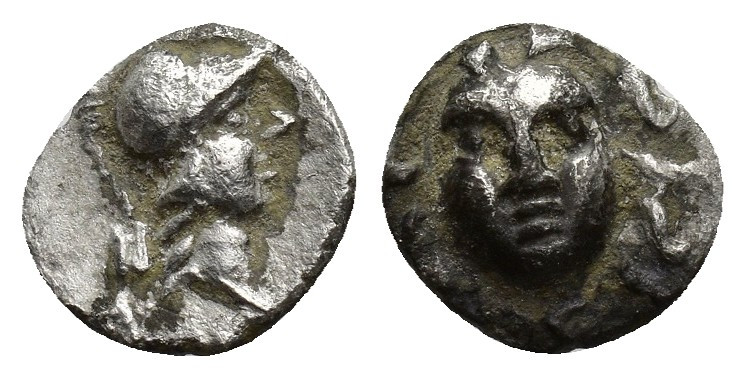 Pisidia, Selge, Obol, 0.5gr, 9.6mm. 350-300 BC Obverse: facing gorgoneion Revers...