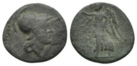 Greek PHRYGIA, Eumeneia 3.9gr, 17.7mm. ca. 2nd-1st century BC Helmeted head of Athena right Rev: EYME-NEΩN - Nike advancing left, holding wreath
