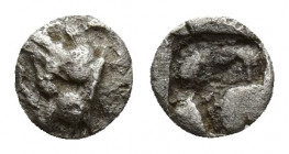 Greek coins , AR 0.1g 5.1mm Obv: Forepart of griffin? right Rev:Incuse punch.