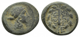 Sardis, Lydia. 2nd Century BC. 3.9g. 13.1mm. Obv. Laureate head of Apollo right. Rev. ΣAPΔIANΩN, Club; all within laurel wreath monogram below