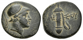 PONTUS, Amisos. Circa 100-85 BC. 8.1g. 19.3mm. Helmeted head of Ares right / Sword in sheath.