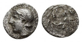 Greek Coins, AR 0.1gr, 7.9mm. Obv: Helmeted male? head left, Rev: ?