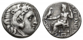 Kings of Macedon. Kolophon. Alexander III "the Great" 336-323 BC. Drachm AR 15.8mm., 4,3g. Head of Herakles right, wearing lion's skin / AΛΕΞΑΝΔΡΟΥ, Z...