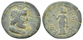 PHRYGIA. Colossae. Pseudo-autonomous issue. Hemiassarion 19.4 mm, 4.7 g. circa 150-200. Draped bust of Serapis to right, wearing kalathos. Rev. ΚΟΛΟϹϹ...