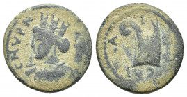 Ionia, Smyrna Pseudo-autonomous issue, circa 2nd-3rd century BC. 4.6g 19.2mm Draped bust of the Amazon Smyrna left, with right breast bared, wearing m...