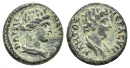 LYDIA. Stratonicea-Hadrianopolis. Pseudo-autonomous. Time of Trajan (98-117). Ae. 2.7g 15.7mm Obv: IЄPA CVNKΛHTOC. Draped youthful bust of the Senate ...