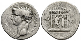 Claudius. AD 41-54. AR Cistophorus (26.1 mm, 11.2 g). Ephesus mint. Struck AD 41-42. TI CLAVD CAES • AVG, bare head left / COM ASI across field, disty...