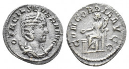 Otacilia Severa. AR Antoninianus 3.5gr, 21mm. Rome, AD 246-248. Obv: OTACIL SEVERA AVG, diademed and draped bust right, set on crescent Rev: CONCORDIA...