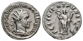Trebonianus Gallus. AR Antoninianus 21mm, 3.3g. Rome mint AD 251-253 . Obv: IMP CAE C VIB TREB GALLVS AVG, Radiate, draped and cuirassed bust right, s...
