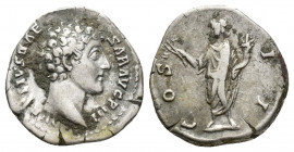Marcus Aurelius as Caesar AD 139-161. Rome Denarius AR 17,7mm., 3.4g. AVRELIVS CAESAR AVG PII F, bare head right / COS II, Honos standing left, holdin...