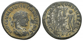 Diocletian (AD 284-305). BI antoninianus 21.2mm, 3.1 gr. Antioch, ca. AD 285. IMP C C VAL DIOCLETIANVS P F AVG, radiate, draped and cuirassed bust of ...