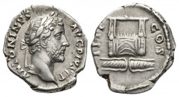 Antoninus Pius, 138-161. Denarius (Silver, 17.7 mm, 2.9 g), Rome. ANTONINVS AVG PIVS P P Laureate head of Antoninus Pius to right. Rev. COS IIII Thund...