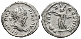 Septimius Severus. A.D. 193-211. AR denarius (19 mm, 2.76 g, 12 h). Rome, A.D. 208. SEVERVS PIVS AVG, laureate head of Septimius Severus right / P M T...