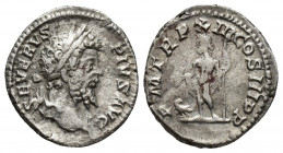 Septimius Severus AR Denarius. Rome, AD 205. 3.5g. 17.9mm. SEVERVS PIVS AVG, laureate head right / P M TR P XIII COS III P P, Jupiter standing left ho...