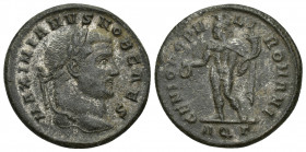 GALERIUS MAXIMIANUS (Caesar, 293-305). Follis. Aquileia. 9.7g 26.5mm Obv: MAXIMIANVS NOB CAES. Laureate head right. Rev: GENIO POPVLI ROMANI / AQΓ. Ge...