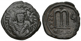 Byzantine Tiberius II Constantine AD 578-582. Nikomedia Follis or 40 Nummi 23.2mm, 13.4g DN TIb CONs-TANT PP AY, facing bust of emperor, wearing consu...