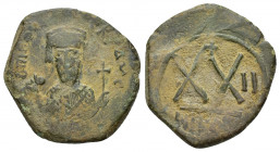 Phocas (602-610). Half Follis 22.9mm, 6.7g. year 2 (603/4). Crowned facing bust, wearing consular robes, holding mappa and cross / Large XX; cross abo...
