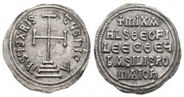 Byzantine Coins MICHAEL II THE AMORIAN with THEOPHILUS (820-829). Miliaresion. 1.9g 21.7mm Constantinople. Obv: IҺSЧS XRISTЧS ҺICA. Cross potent set u...