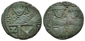Leo IV the Khazar, with Constantine VI, Leo III, and Constantine V. 775-780. Æ Follis (19.8mm, 4.9 g). Constantinople mint. Struck 778-780. Leo IV and...