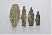 A group of 4 ancient Greek & Roman bronze arrowheads. SOLD AS SEEN NO RETURN.