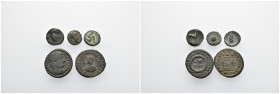 Lot of 5 pieces Greek and Roman coins. SOLD AS SEEN NO RETURN.