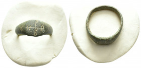 Antiquities - Byzantine
Byzantine Ring with Monogram. 9th century AD.wearable.5.1gr18mm.SOLD AS SEEN NO RETURNS.